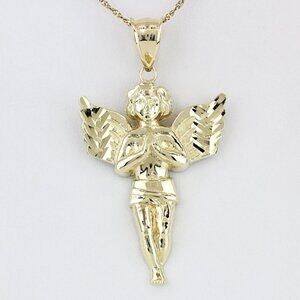 10KYG Praying Angel Cherub Religious Pendant Charm
